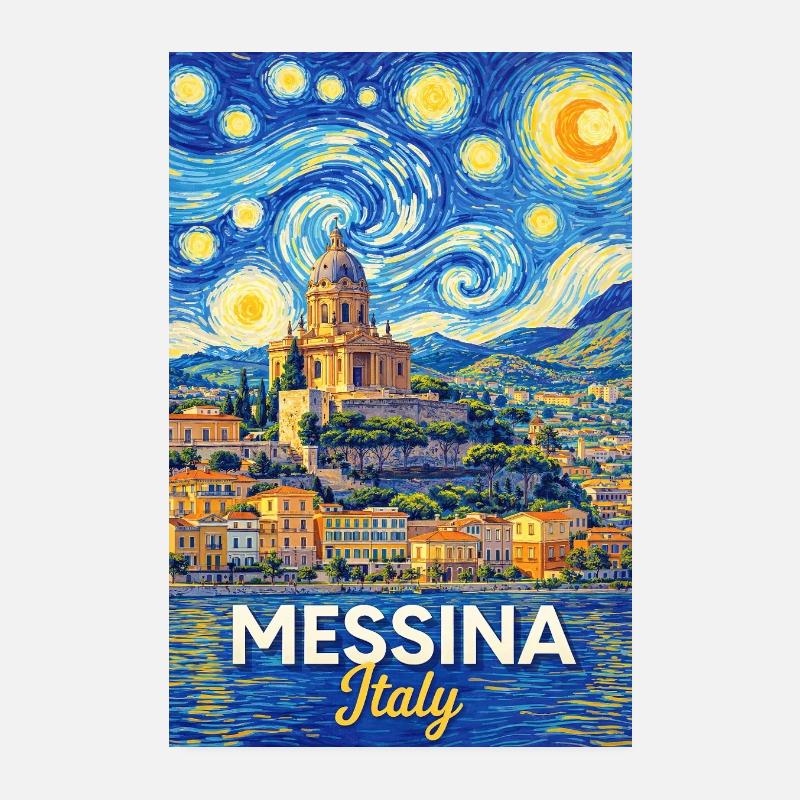 Messine, Italie. Poster 20 x 30 cm