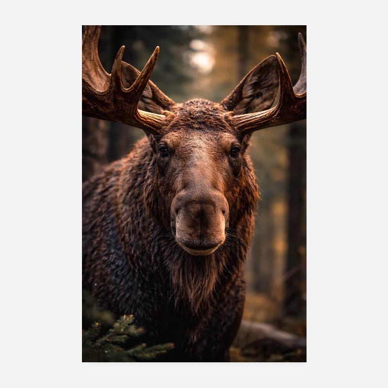 Elch im Wald Poster 20x30 cm