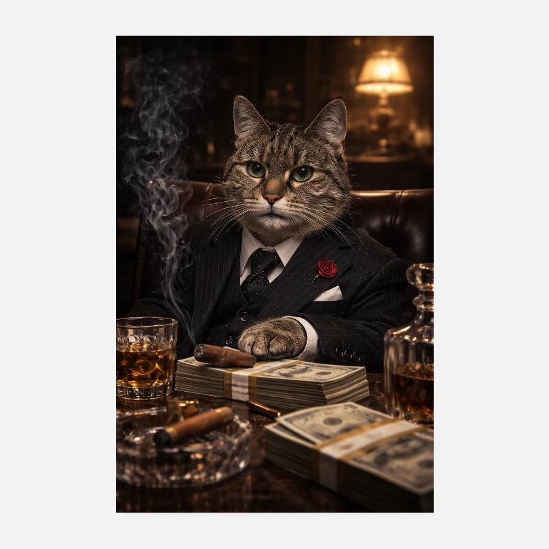 Financier chat en smoking Poster 20 x 30 cm