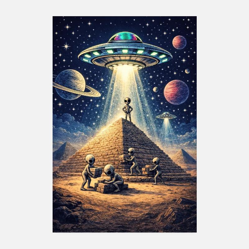 Alien Pyramid UFO Poster 8" x 12" (20x30 cm)
