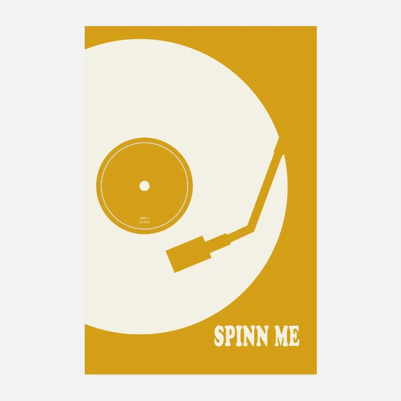Design musical rétro de platine vinyle Spin Me Poster 20 x 30 cm