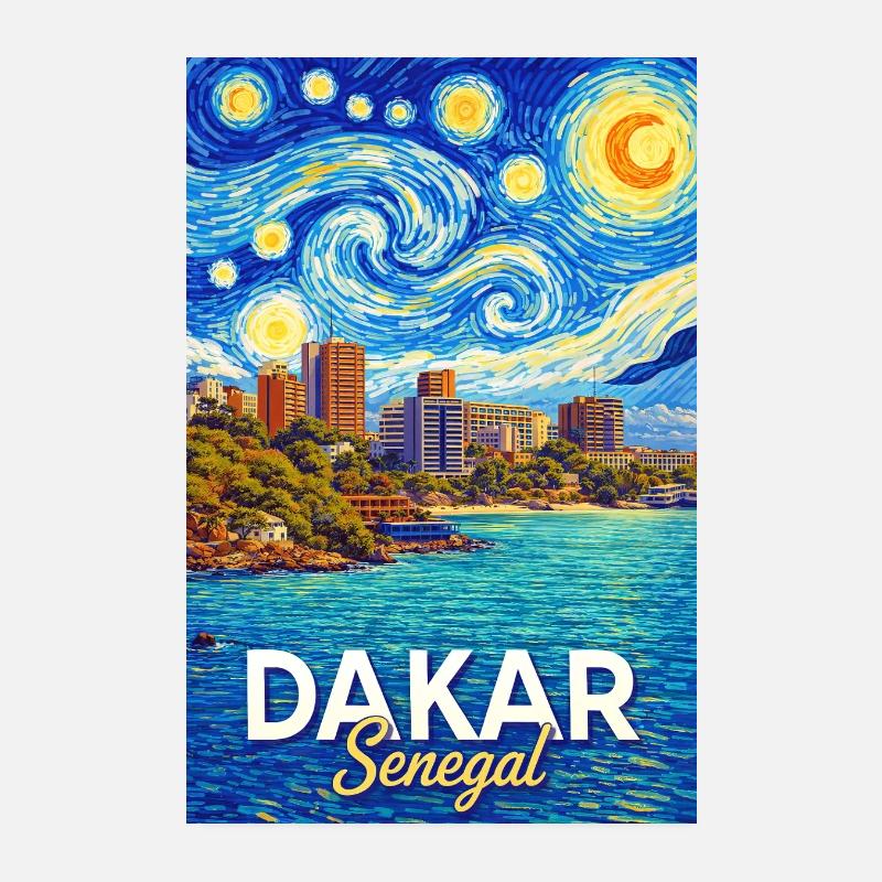 Dakar Senegal Starry Sky Coast Poster 8" x 12" (20x30 cm)