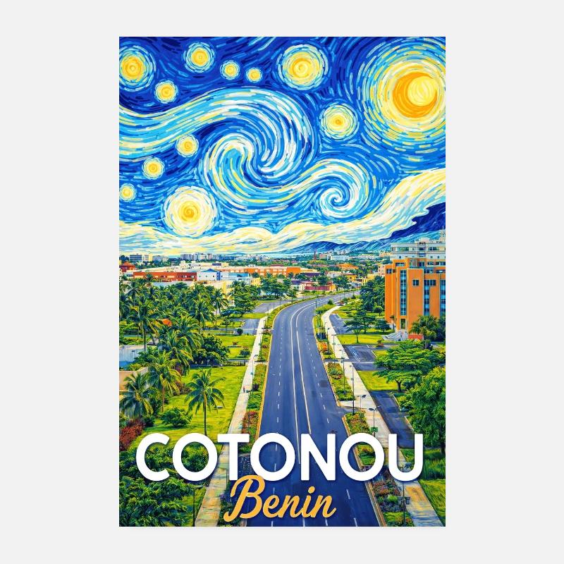 Cotonou Straße Sternenhimmel Poster 20x30 cm