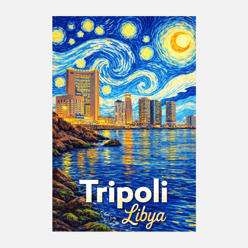 La Nuit étoilée de Tripoli en Libye Poster 20 x 30 cm