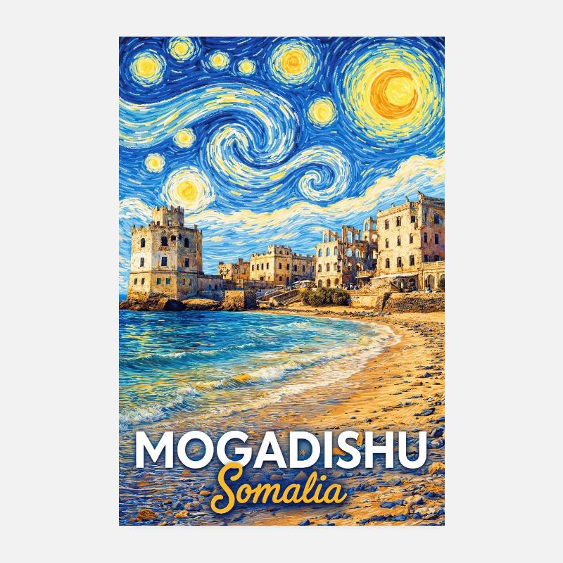 Mogadishu Somalia Starry Night Poster 20x30 cm