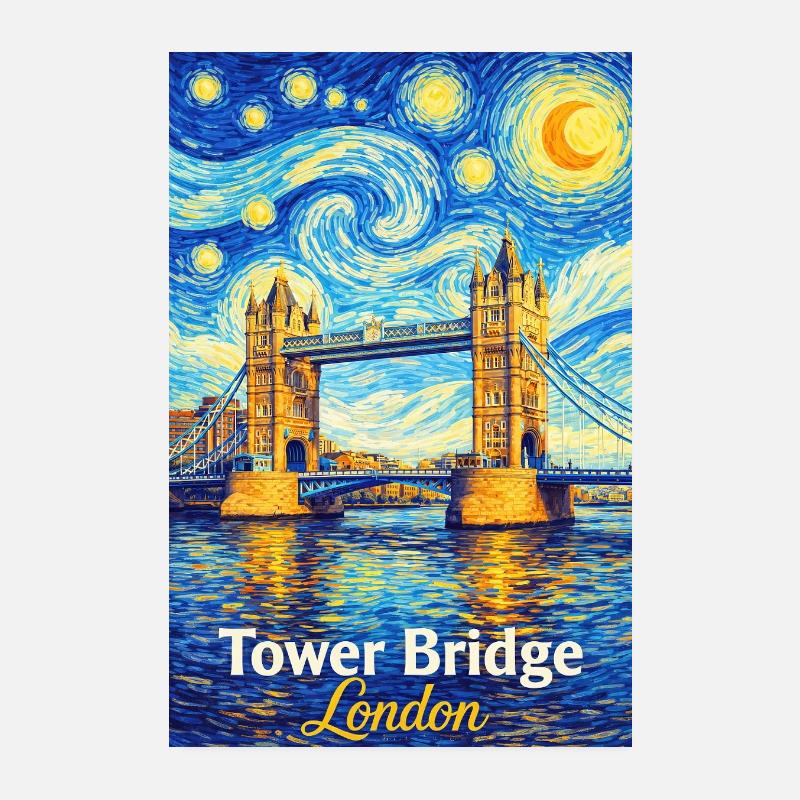Tourbillon d’étoiles de Londres Tower Bridge Poster 20 x 30 cm