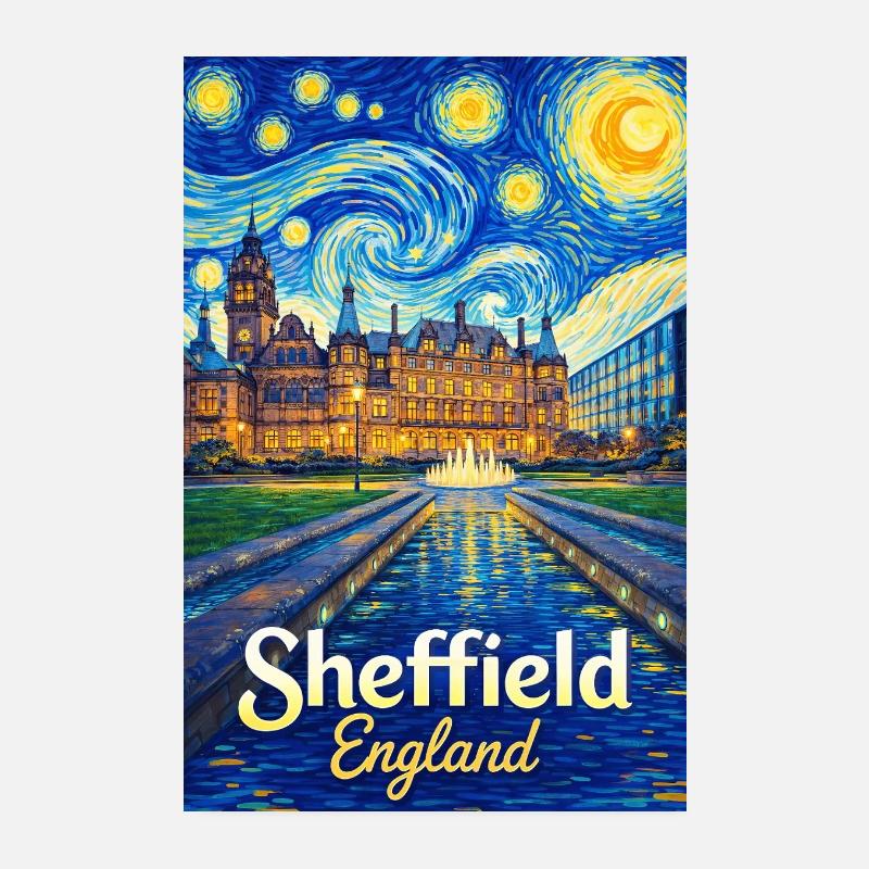 Sheffield England Starry Night Poster 8" x 12" (20x30 cm)