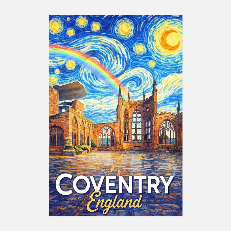 Coventry, Angleterre, Skyline Starfall Poster 20 x 30 cm