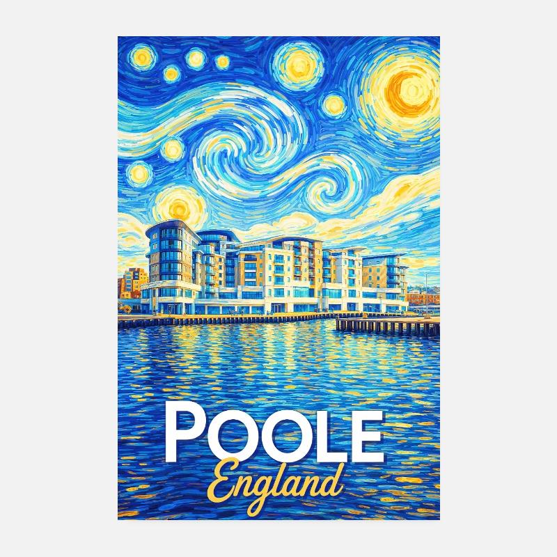 Poole England Star-Style Harbour Poster 8" x 12" (20x30 cm)