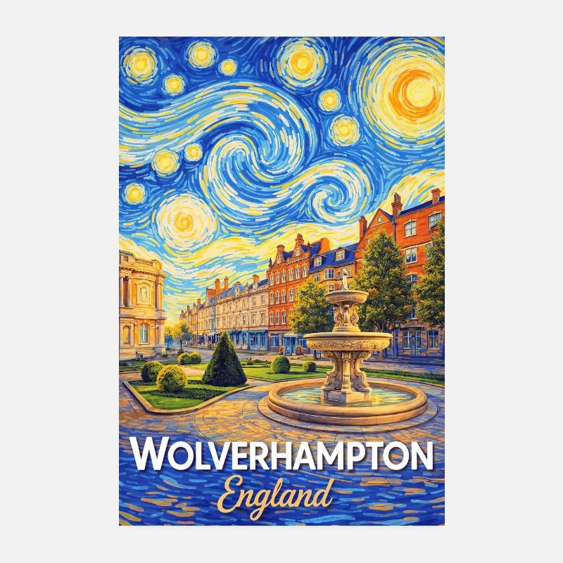 Wolverhampton, Angleterre, Nuit étoilée Poster 20 x 30 cm