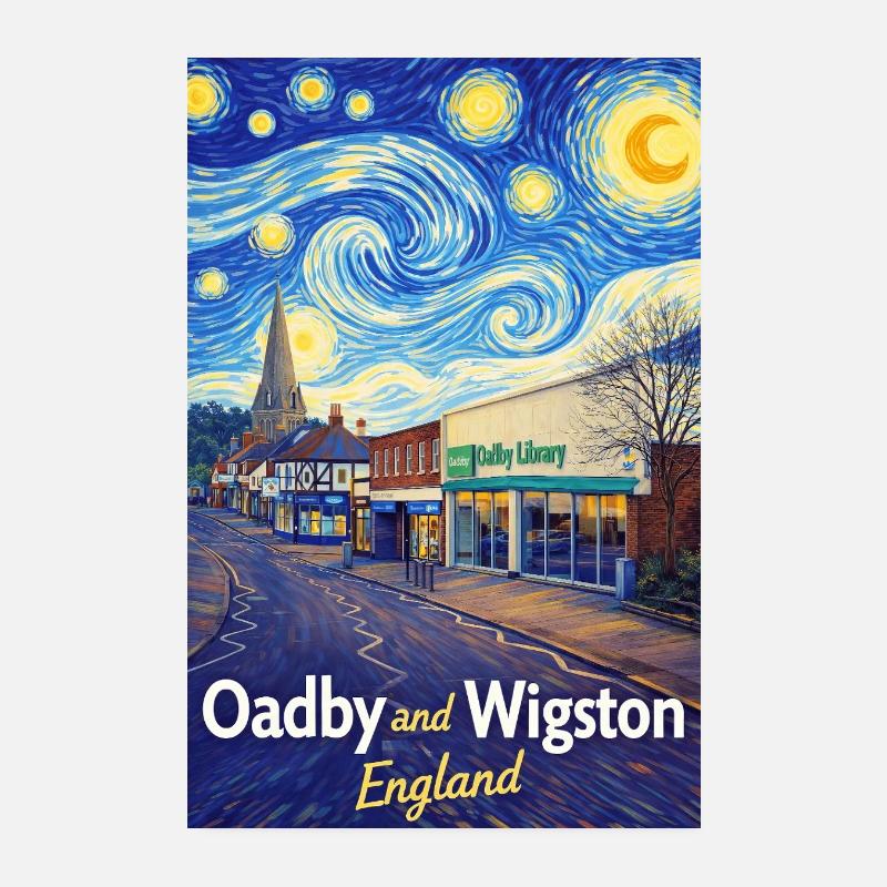 Oadby Wigston, Angleterre, Star Roads Poster 20 x 30 cm