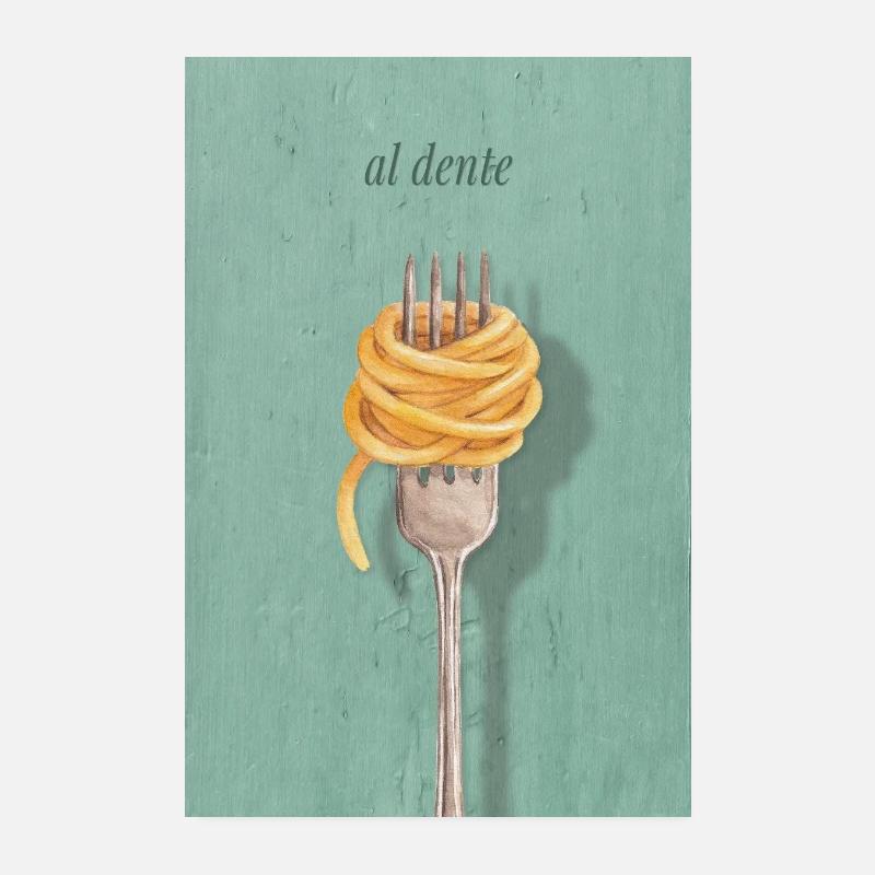 Pasta Gabel al dente Küchen Design Poster 20x30 cm