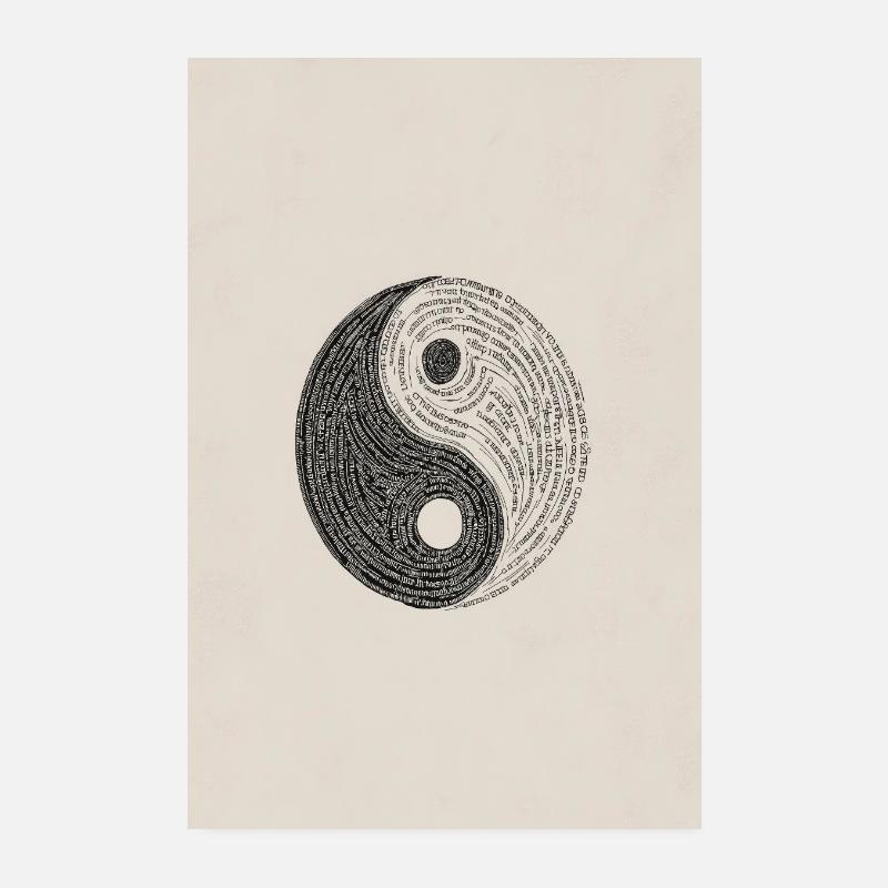 Typographie Yin Yang : Équilibre texturé Poster 20 x 30 cm