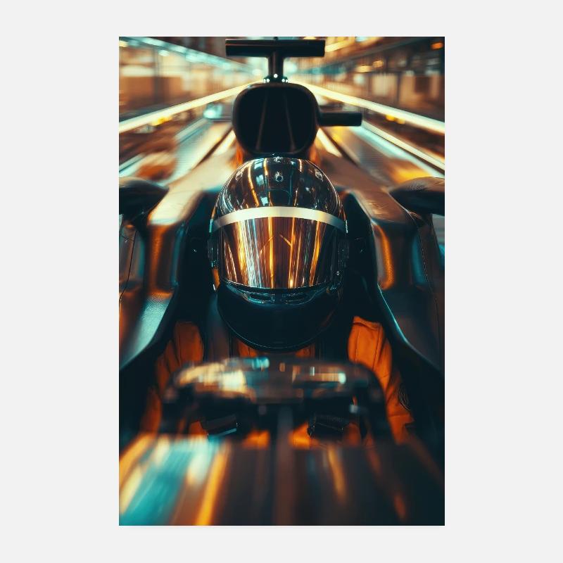 Casque de course Neon Apex en mouvement Poster 20 x 30 cm