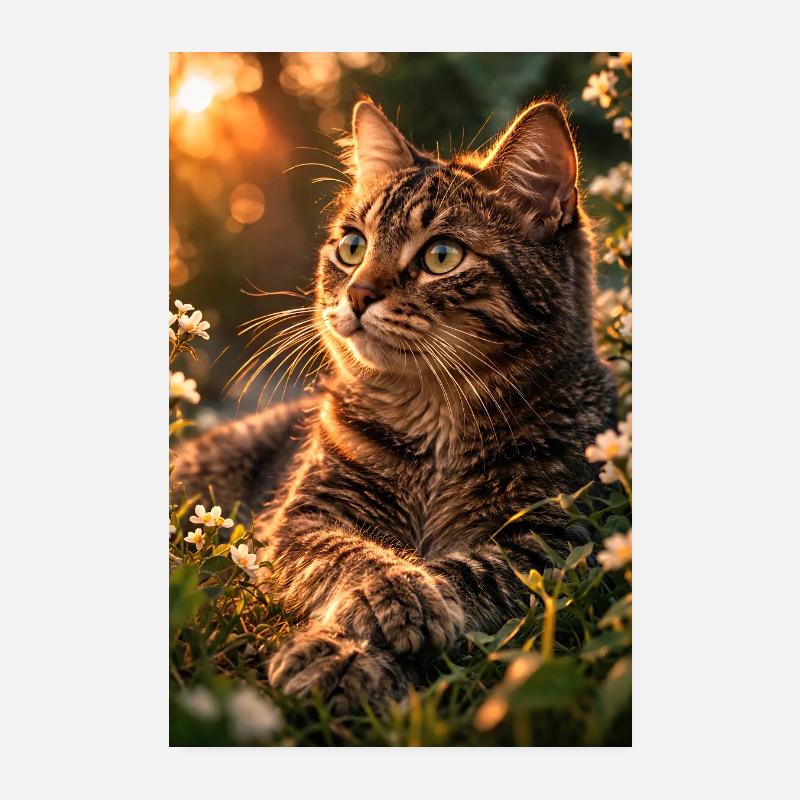 Chat au coucher du soleil Poster 20 x 30 cm