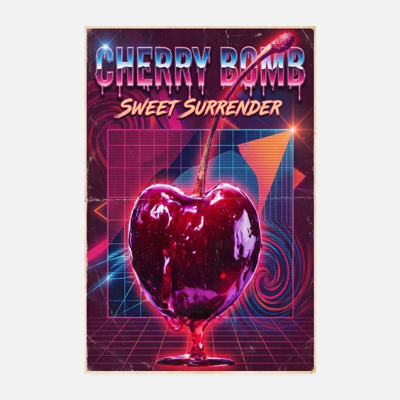 Cherry Bomb Neon Retro Surrender Poster 20x30 cm