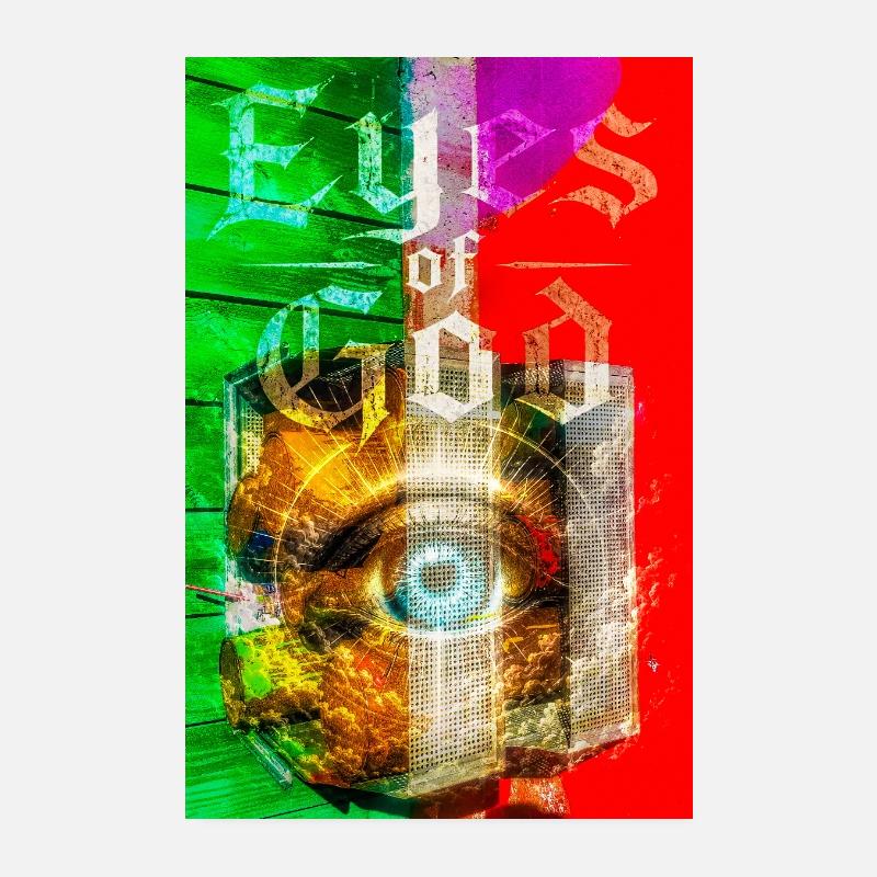 Œil néon dans Metal Circle Poster 20 x 30 cm