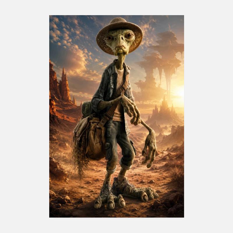 Dustbound Hitchhiker in Dunes Poster 8" x 12" (20x30 cm)