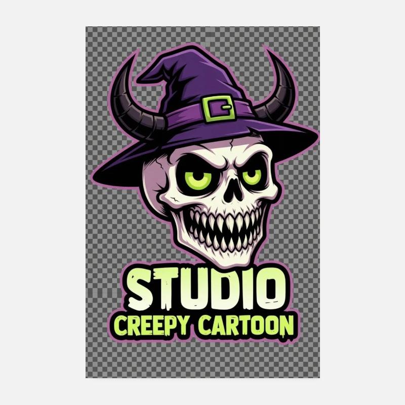 Studio Creepy Cartoon Logo - Poster 20x30 cm - Weiß