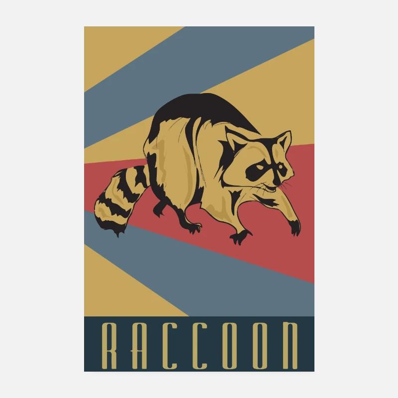 Raton laveur rétro raton laveur Poster 20 x 30 cm