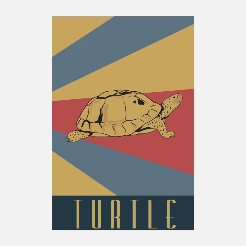 Tortoise Retro Tortoise turtle Poster 8" x 12" (20x30 cm)