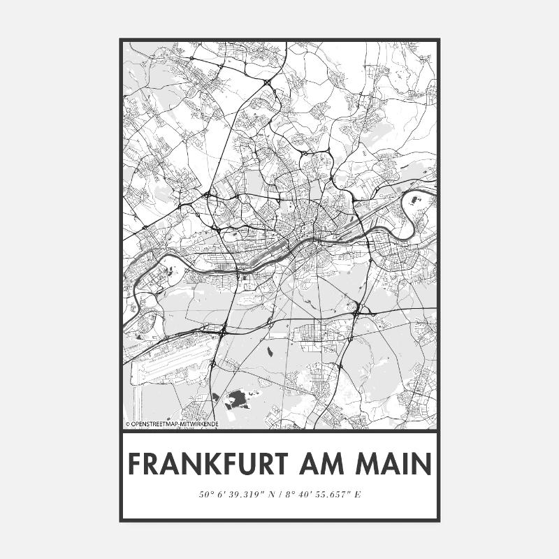 Frankfurt am Main map city map map Poster 8" x 12" (20x30 cm)