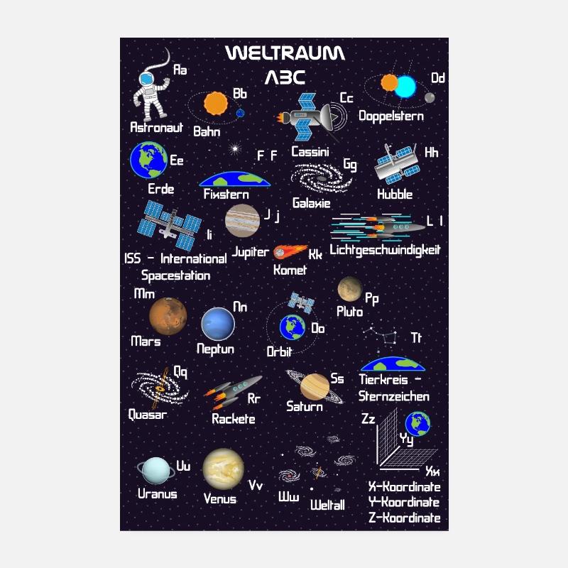 Space ABC alphabet learning poster Poster 8" x 12" (20x30 cm)