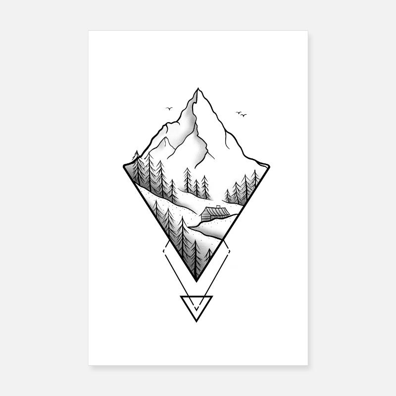 Triangle Mountain - Poster 20x30 cm - Weiß