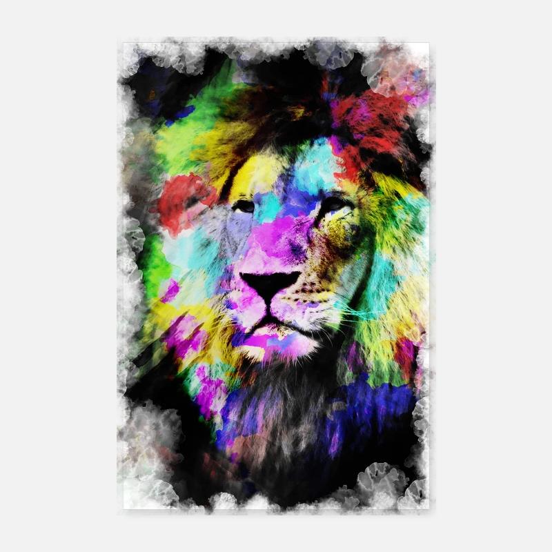 lion coloré abstrait Poster 20 x 30 cm