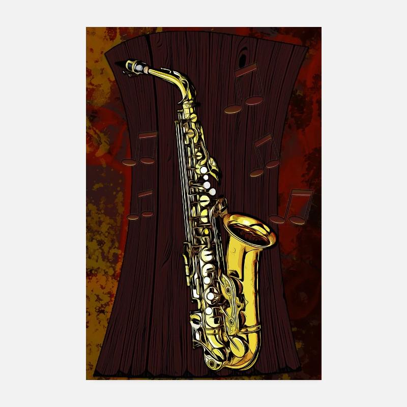 Saxophones marron Poster 20 x 30 cm