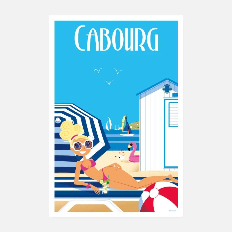 Plage de Cabourg - Poster 20 x 30 cm - blanc