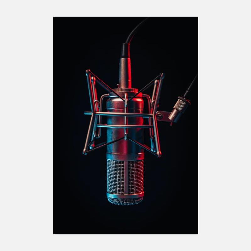 Microphone de studio en rouge et bleu Poster 20 x 30 cm