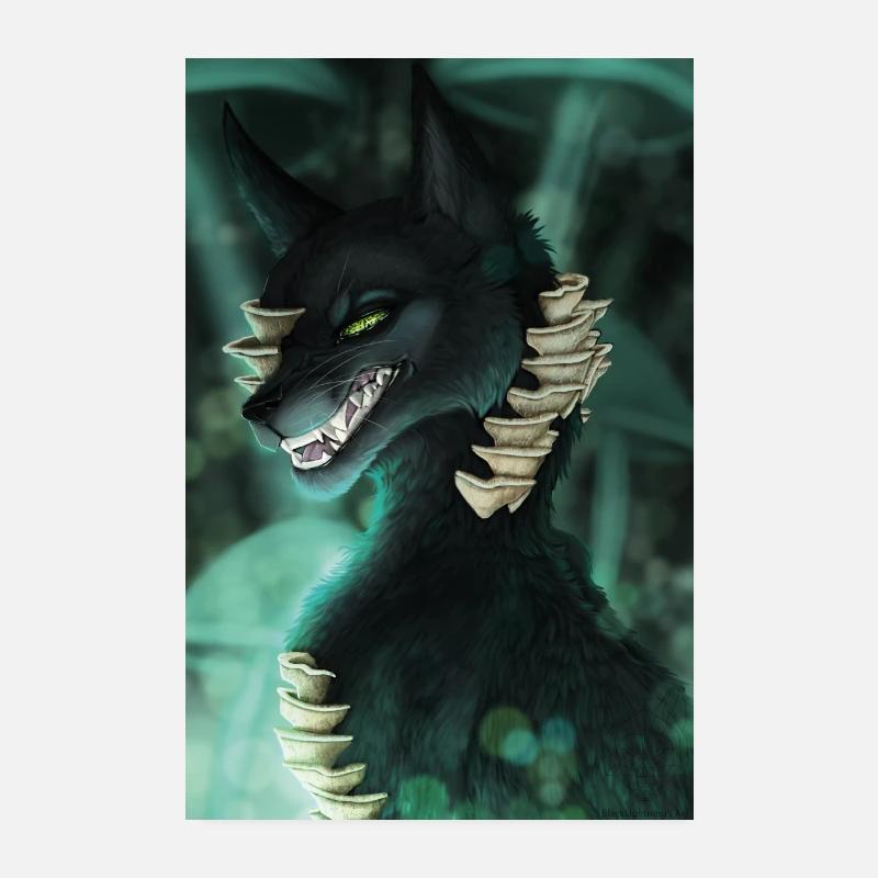 Mushroom Wolf - Poster 20x30 cm - Weiß