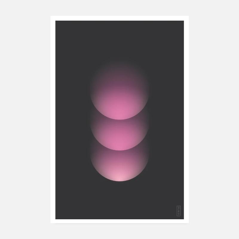 Tri-Sphere - Fuchsia - Dunkel Poster 20x30 cm