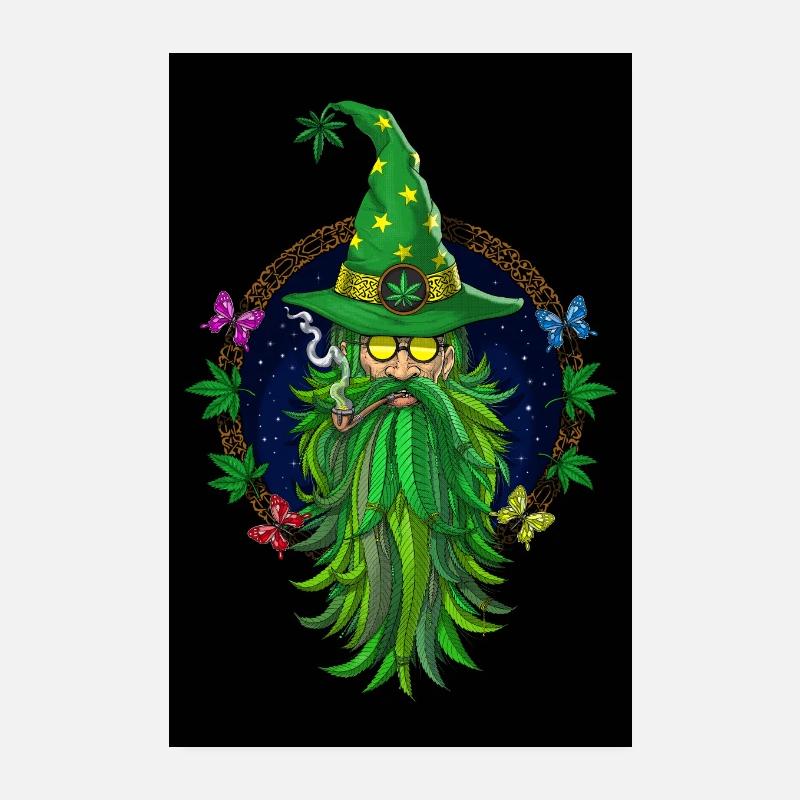 Magicien du cannabis Stoner - Poster 20 x 30 cm - blanc