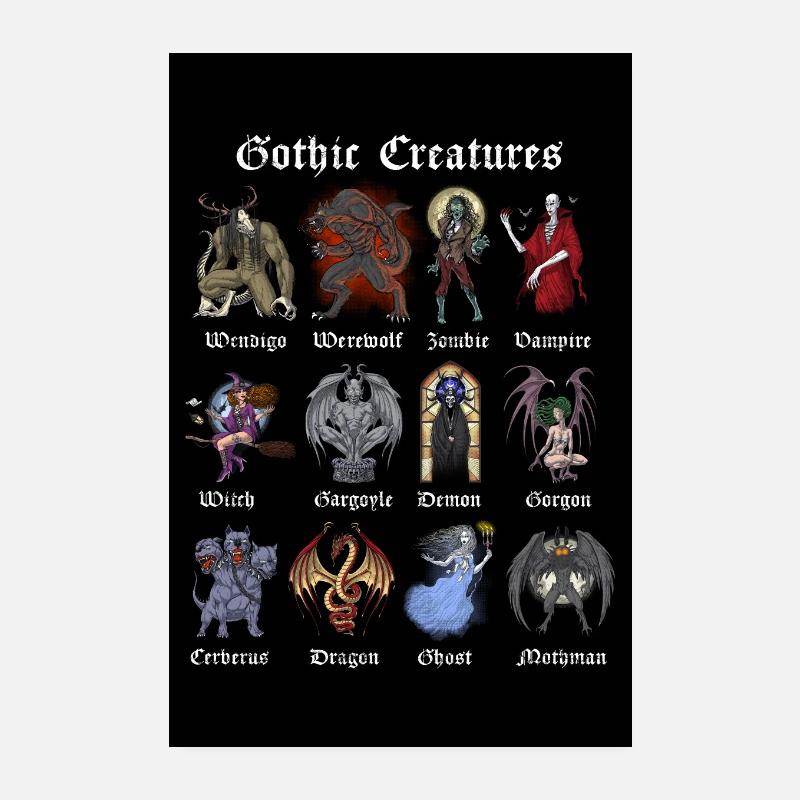 Créatures gothiques mythiques Poster 20 x 30 cm