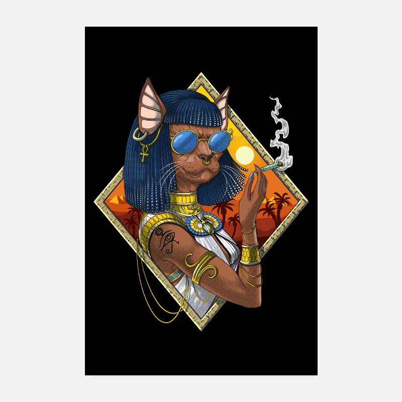 Bastet Egyptian Goddess Hippie Poster 8" x 12" (20x30 cm)