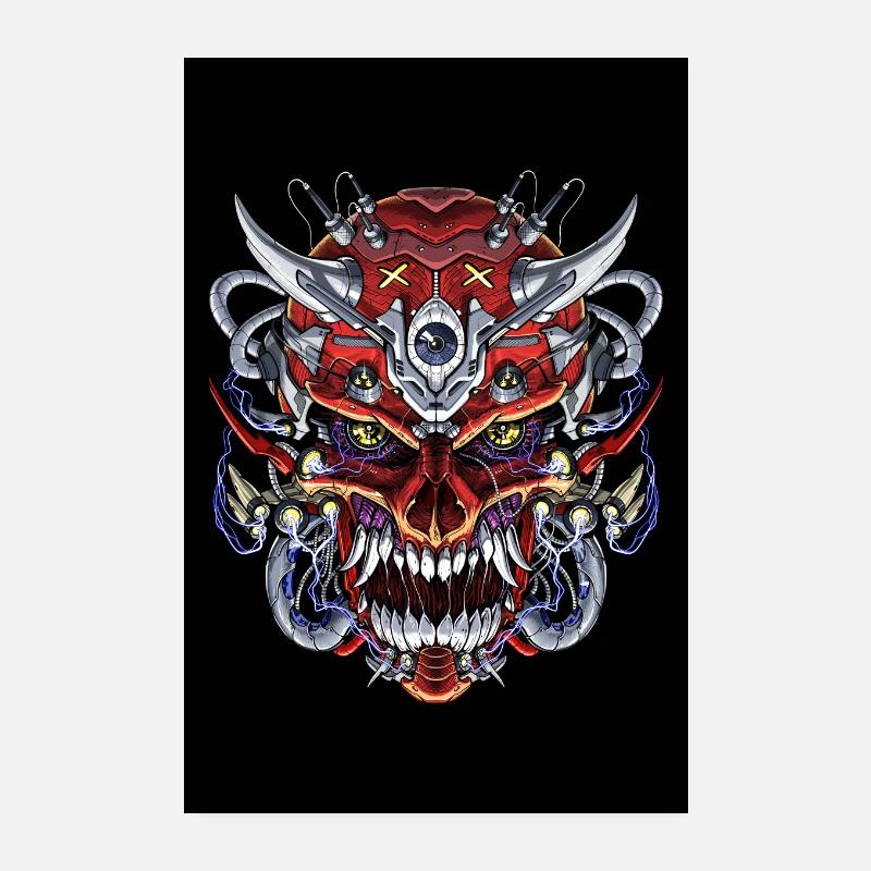 Masque de crâne de démon japonais Poster 20 x 30 cm