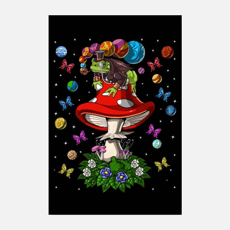 Psychedelic Mushroom Frog Poster 8" x 12" (20x30 cm)