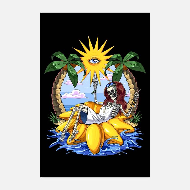 Hippie Squelette Tournesol Float Poster 20 x 30 cm
