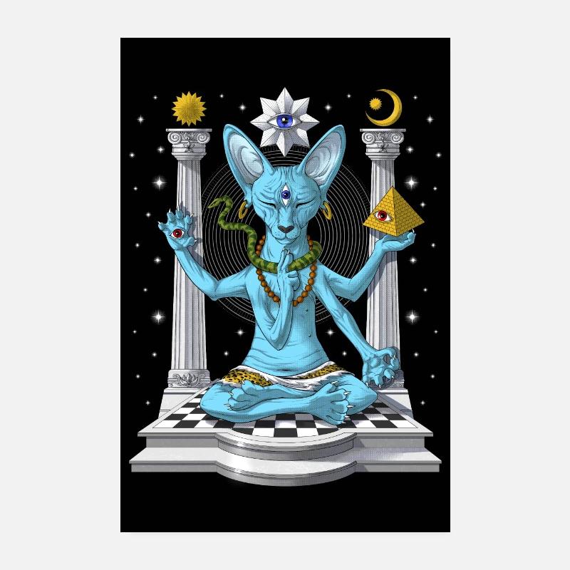 Psychedelische Sphynx Katze Shiva Poster 20x30 cm