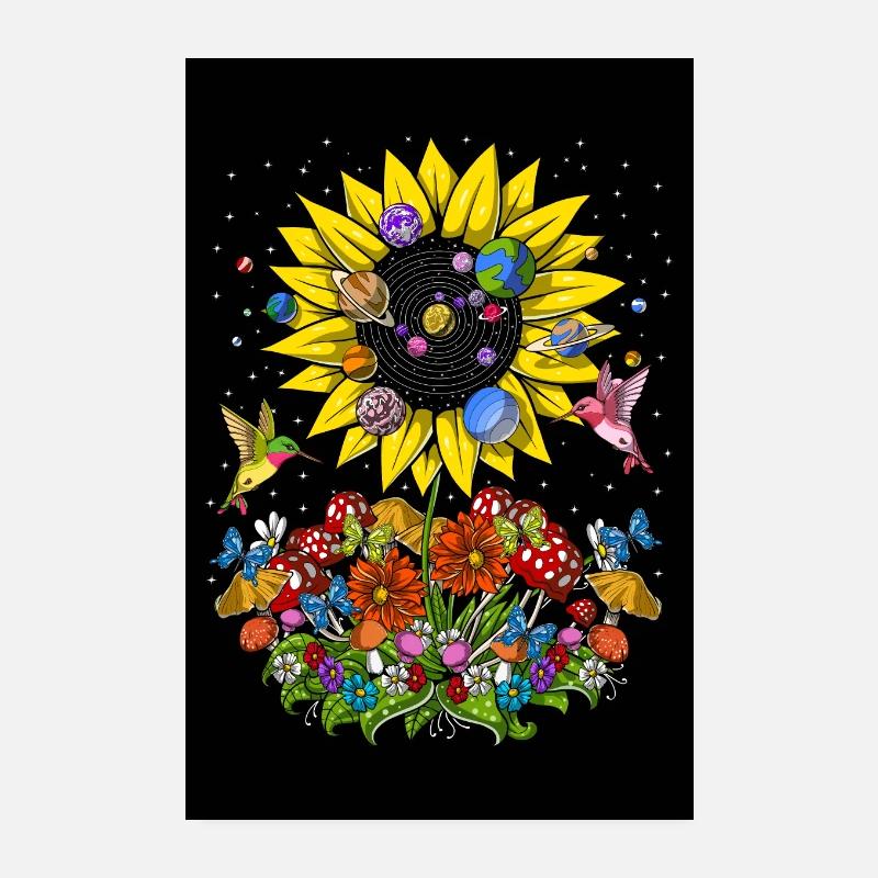 Psychedelische Sonnenblume Poster 20x30 cm