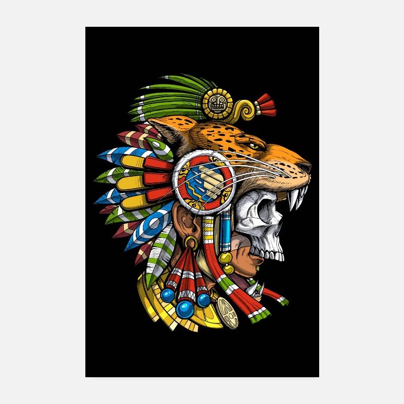 Aztekischer Jaguar Schädel Krieger Poster 20x30 cm