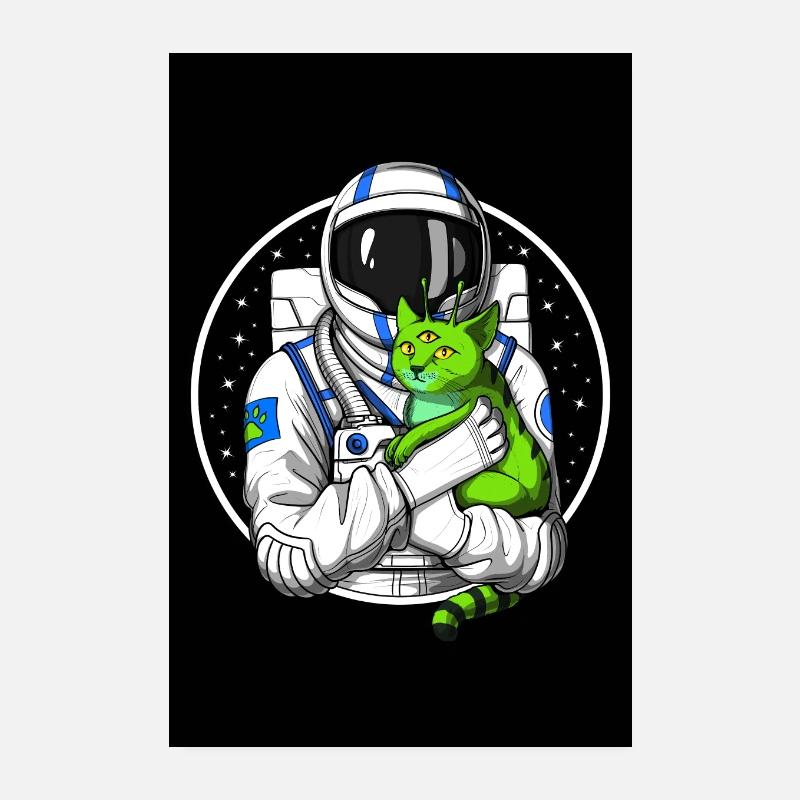 Astronaute Alien Cat Poster 20 x 30 cm