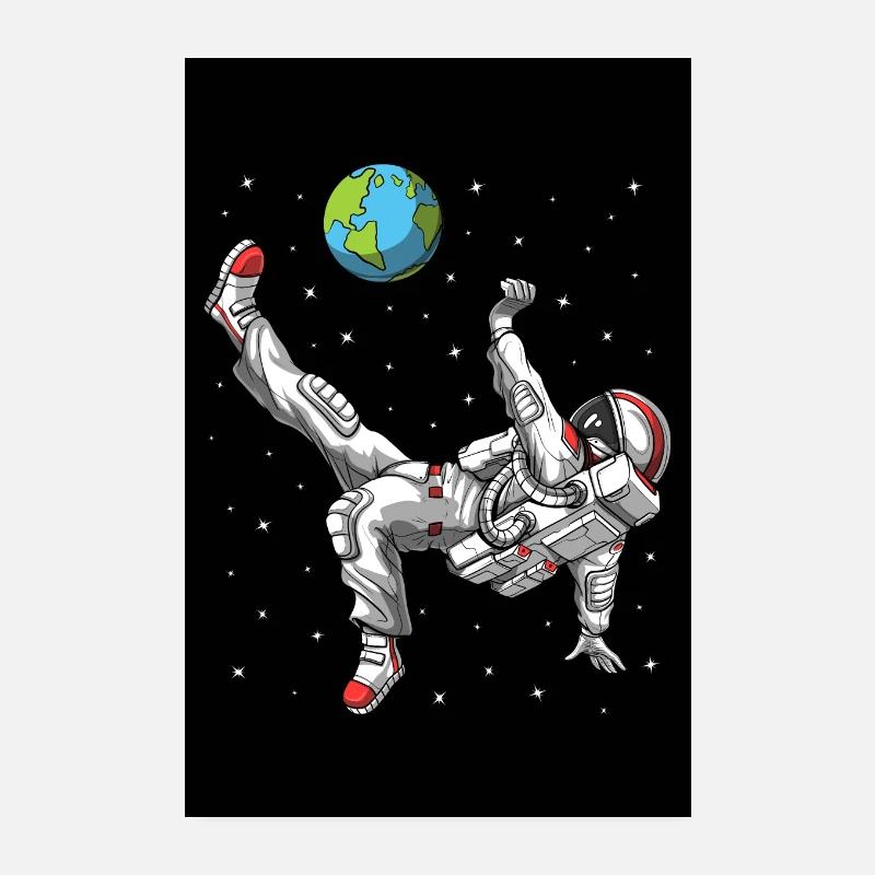 Joueur de soccer astronaute de l’espace Poster 20 x 30 cm