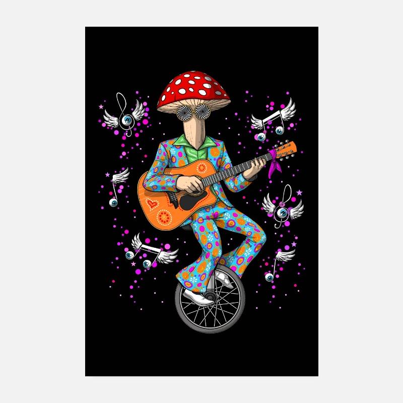 Disco Psychedelischer Pilz - Poster 20x30 cm - Weiß