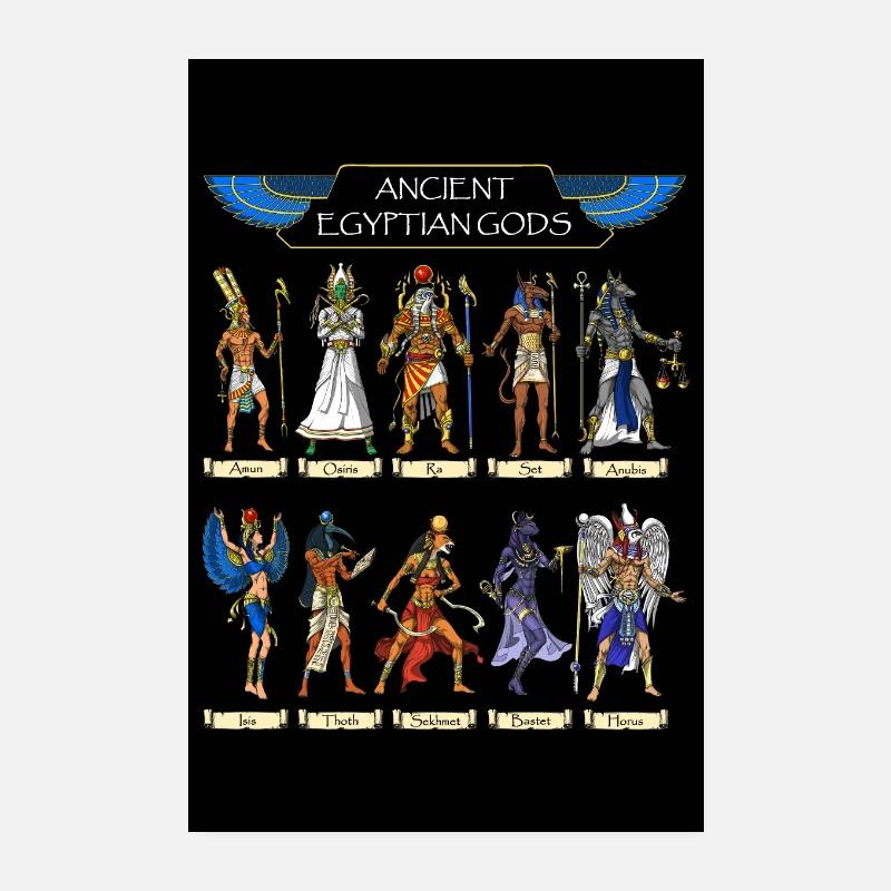 Ancient Egyptian Mythology Gods Poster 8" x 12" (20x30 cm)