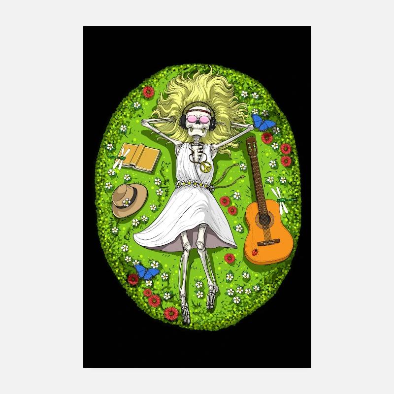 Festival d’été Hippie Skeleton Poster 20 x 30 cm