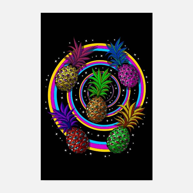 Psychedelische Trippy Ananas - Poster 20x30 cm - Weiß