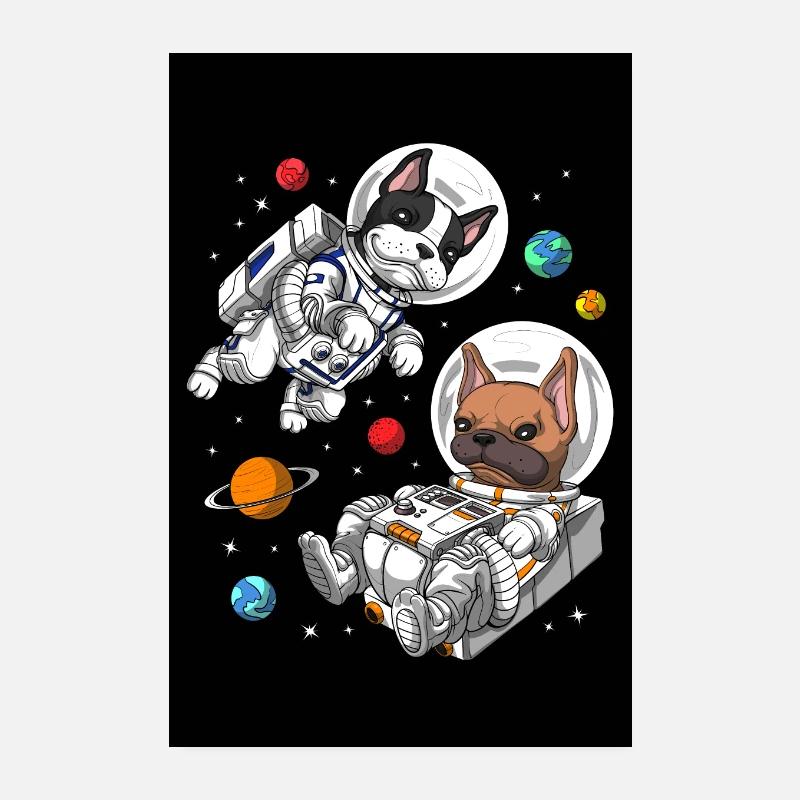 Français Astronaute de l’espace Bulldog - Poster 20 x 30 cm - blanc